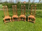4 prachtige vintage bamboe stoelen, authentiek 1960; boho, Huis en Inrichting, Stoelen, Vier, Gebruikt, Boho, Bruin