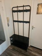 Zwarte kapstok met schoenenrek en veel haken, Ophalen of Verzenden, Gebruikt, Metaal, Staande kapstok