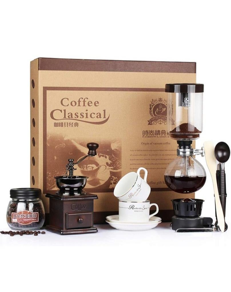 NIEUW Sifon koffieset inclusief bone china kopjes/schotels, Ophalen of Verzenden, Nieuw, Koffiemachine