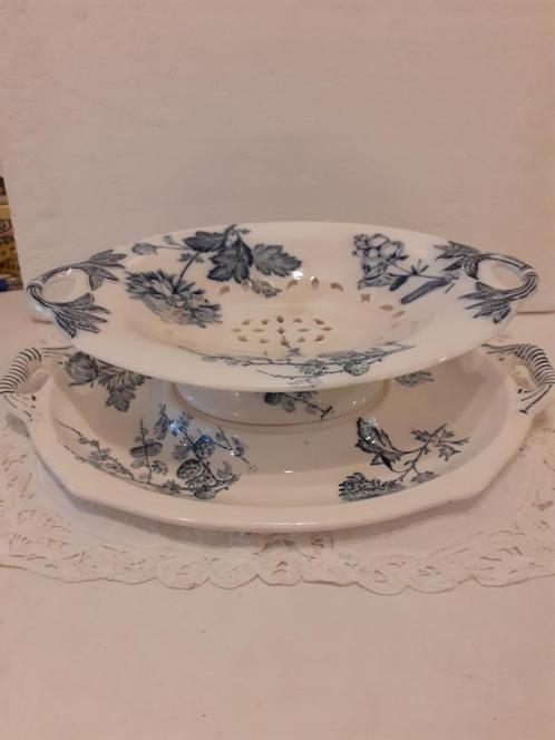 Wedgwood Chrysanthemum - (fruit)test met onderschotel - 1900, Antiek en Kunst, Antiek | Servies los, Ophalen of Verzenden