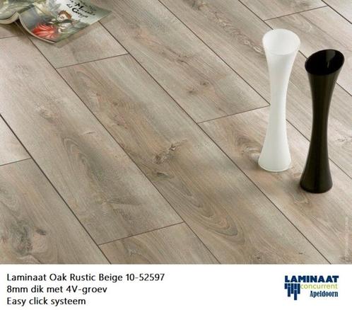 Laminaat Rustic Oak Beige 52597 8mm dik 4V-groev, Huis en Inrichting, Stoffering | Vloerbedekking, Nieuw, Laminaat, Beige, 75 m² of meer