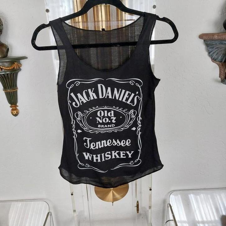Top met opdruk Jack Daniels.  Maat XS., Kleding | Dames, Tops, Zo goed als nieuw, Maat 34 (XS) of kleiner, Zwart, Zonder mouw