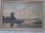 Hollands landschap met molens – H. Smith, Antiek en Kunst, Ophalen