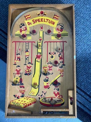 Vintage antiek houten flipperspel De Speeltuin beschikbaar voor biedingen