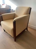 Vintage Fauteuil Hout & Stof, Huis en Inrichting, Ophalen, Gebruikt, 75 tot 100 cm, 50 tot 75 cm