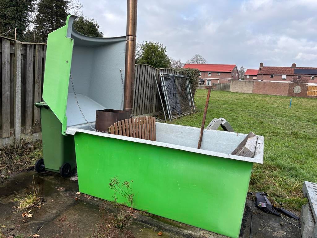 Hottub Zelfbouw - Uniek Ontwerp hout gestookte rvs kachel, Ophalen, Gebruikt, Vast, Inbouw