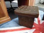 Chesterfield Maarssen Vintage Bruin leer chesterfield Poefje, Ophalen, Gebruikt, Vierkant, Chesterfield