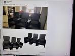 Zes Lederen zwarte stevige eethoek-stoelen, Huis en Inrichting, Stoelen, Ophalen, Zwart, Hout, Zo goed als nieuw