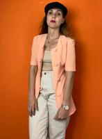 90’s vintage top / jasje - zalm / zalmroze XS/34, Hgv, Oranje, Ophalen of Verzenden, Vintage