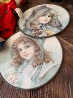 Zeer oude brocante frankrijk glazen kaders hangers, Ophalen of Verzenden