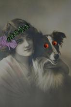 FRANKRIJK 1910 VROUW MET HOND SCHOTSE COLLIE, Verzenden, Voor 1920, Gelopen, Overige thema's