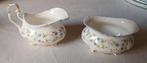 Suiker en melkkan incl. schaal "Royal Albert Caroline", Ophalen, Zo goed als nieuw, Porselein, Bord of Schaal