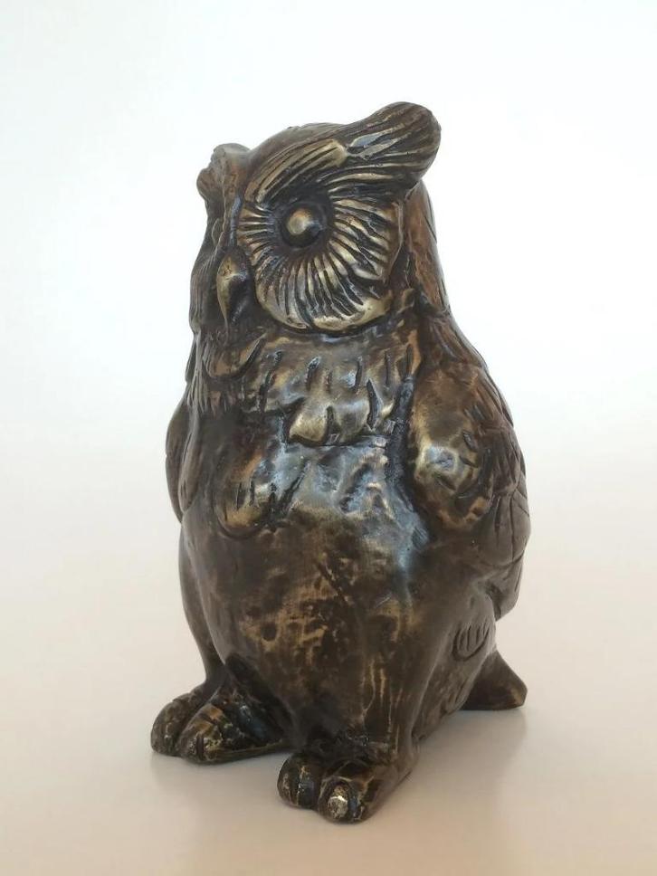 Bronzenbeelden-winkel Wijze uil Echt brons...., Antiek en Kunst, Kunst | Beelden en Houtsnijwerken, Ophalen of Verzenden