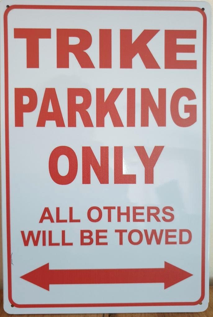 Trike Parking Only reclamebord van metaal wandbord deco, Huis en Inrichting, Woonaccessoires | Tekstborden en Spreuken, Nieuw