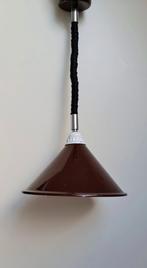 Industriële vintage hanglamp bruin aluminium pull down, Ophalen, Gebruikt, 50 tot 75 cm, Vintage retro seventies design