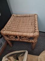 Oud vintage rieten vensterbank krukje, Ophalen of Verzenden, Zo goed als nieuw, Rond, Minder dan 50 cm