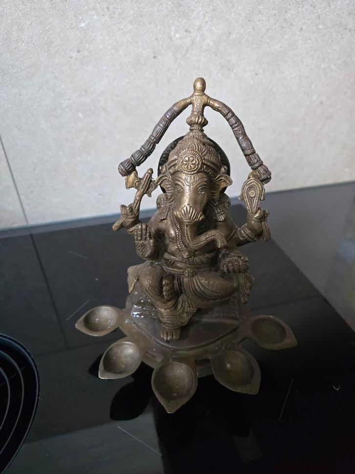 Bronzen Ganesha Beeld - Hindoe God van Wijsheid, Antiek en Kunst, Kunst | Beelden en Houtsnijwerken, Ophalen of Verzenden