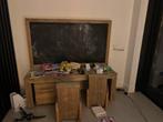 Steigerhouten Speeltafel met Krijtbord en Stoelen, Ophalen, Gebruikt, Tafel(s) en Stoel(en)