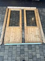 Tuindeuren voor tuinhuis/blokhut, incl kozijn met RVS dorpel, Blokhut, 2 ramen, Hout, Ophalen