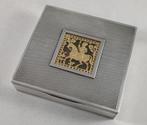 Sigarettendoos met gouden decoratie antiek 925 zilver, Antiek en Kunst, Ophalen of Verzenden, Zilver