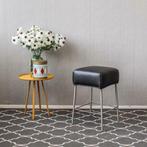 6x Montis Samba barkruk zwart leder - laag model - rvs, Huis en Inrichting, Barkrukken, Niet ingevuld, Niet ingevuld, Leer, Ophalen of Verzenden