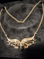 vintage art deco koperen ketting met onyx en bergkristal, Ophalen of Verzenden, Overige materialen, Ketting
