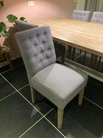 6 Landelijke Grijze Eetkamerstoelen met Knopen, Huis en Inrichting, Stoelen, Ophalen, Gebruikt, Landelijke Robuust, Vijf, Zes of meer stoelen