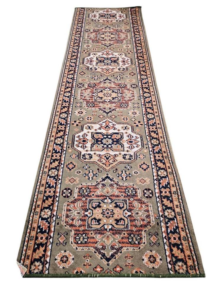 Vintage Persian runner wool green medallions 66x220cm, Huis en Inrichting, Stoffering | Tapijten en Kleden, Gebruikt, 50 tot 100 cm
