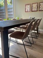 Eetkamerstoel ‘Mila’ (Karwei) fluweel beige 6x, Huis en Inrichting, Stoelen, Ophalen, Gebruikt, Overige kleuren, Metaal