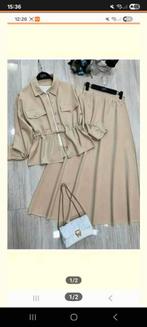Beige rok en blouse set -Maat XL, Beige, Maat 46/48 (XL) of groter, Nieuw, Ophalen of Verzenden