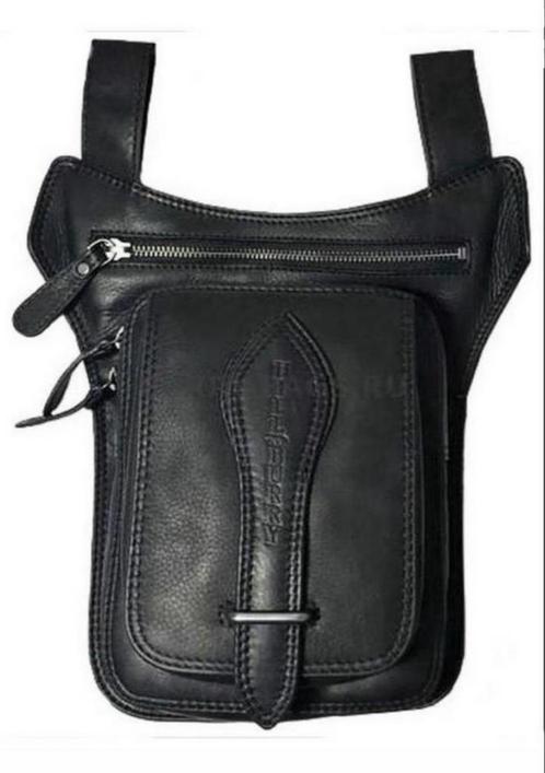 Hillburry, heup / beentas, leer, zwart, biker, rocker, man, Motoren, Kleding | Motorkleding, Overige typen, Dames, Heren, Nieuw met kaartje