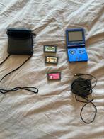 Gameboy advance sp blauw met o.a. mario world 2, Spelcomputers en Games, Spelcomputers | Nintendo Game Boy, Ophalen, Gebruikt