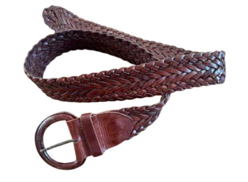Pauw bruine leren gevlochten riem ceintuur 108 CHCS, Kleding | Dames, Riemen en Ceinturen, Zo goed als nieuw, Tailleriem, 100 cm of meer