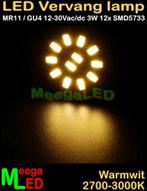LED MR11 GU4 LEDspot LEDlamp 3W - 12SMD5733 - Warmwit, Led-lamp, Minder dan 30 watt, Nieuw, Bipin of Steekvoet