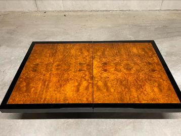 Willy Rizzo-stijl bar salontafel van wortelhout en spiegel beschikbaar voor biedingen