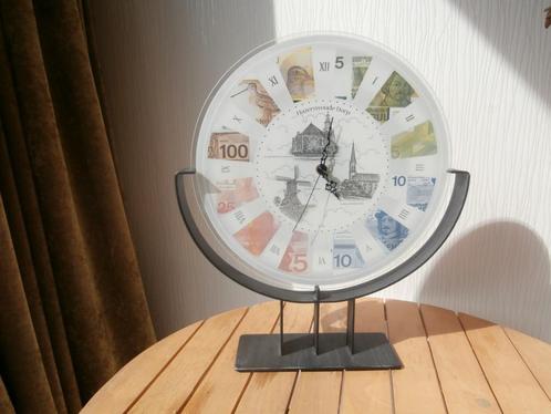 Gulden Biljet Klok Hazerswoude- Dorp  40 cm Glas op Metaal, Antiek en Kunst, Antiek | Klokken, Ophalen of Verzenden