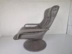 Vintage jaren 70 leren draai fauteuil space age tulp voet. , Huis en Inrichting, Fauteuils, Ophalen, Gebruikt, Onbekend, 75 tot 100 cm