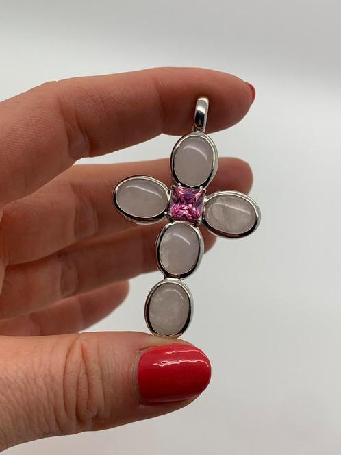S837 Prachtige zilveren kruis hanger, Sieraden, Tassen en Uiterlijk, Kettinghangers, Zo goed als nieuw, Zilver, Zilver, Kruis of Symbool