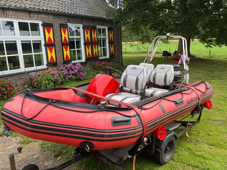 Quicksilver RIB 3.8m met 25pk Mercury + Trailer, Watersport en Boten, Rubberboten, Gebruikt, Quicksilver, Overige materialen, Minder dan 70 pk