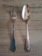 Verzilverd antiek vintage oud bestek tafelcouvert bestekset, Ophalen of Verzenden