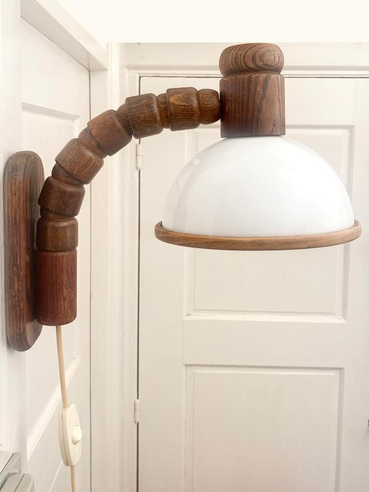 Vintage Steinhauer 70s buigbare paddenstoel wandlamp, Huis en Inrichting, Lampen | Wandlampen, Gebruikt, Hout, Kunststof, Ophalen