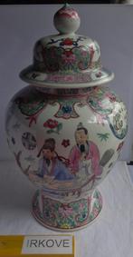 GROTE CHINESE DEKSELVAAS - KALIGRAVEERLES * Gemerkt *, Ophalen of Verzenden