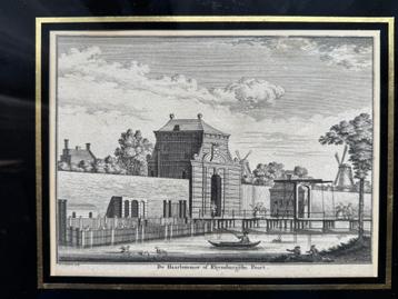 Ingelijste Gravure De Haarlemmer of Rhynsburgsche poort in L beschikbaar voor biedingen