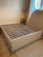 BRIMNES bedframe wit 160x200 + lattenbodems, Ophalen, Gebruikt, Wit, Tweepersoons