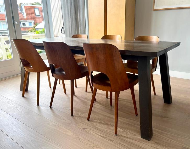 6 Vintage Thonet N515 Oswald Haerdtl stoelen, Huis en Inrichting, Stoelen, Gebruikt, Hout, Bruin, Ophalen