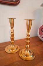 Set van 2 vintage messing kandelaars, Ophalen of Verzenden, Koper of Brons