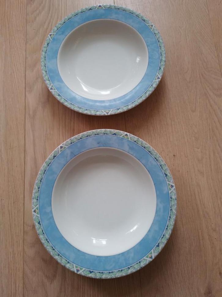 2 Diepe Borden AH Arzberg Servies - Groen/Blauw, Antiek en Kunst, Antiek | Servies los, Ophalen of Verzenden