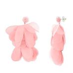 Oorbellen met chiffon bloem peach pink, trendy oorhangers, Overige materialen, Verzenden, Nieuw, Roze
