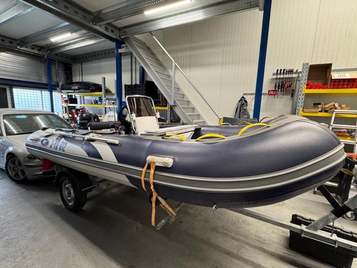 Te koop nette motorboot, rubberboot , HIBO 430 , alu vloer, Watersport en Boten, Rubberboten, Zo goed als nieuw, Overige merken