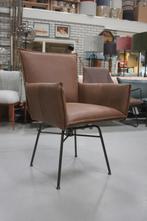 Luxe eetkamerstoel Sanne Jess metaal leer draaibaar bruin, Ophalen, Bruin, Zo goed als nieuw, Eén